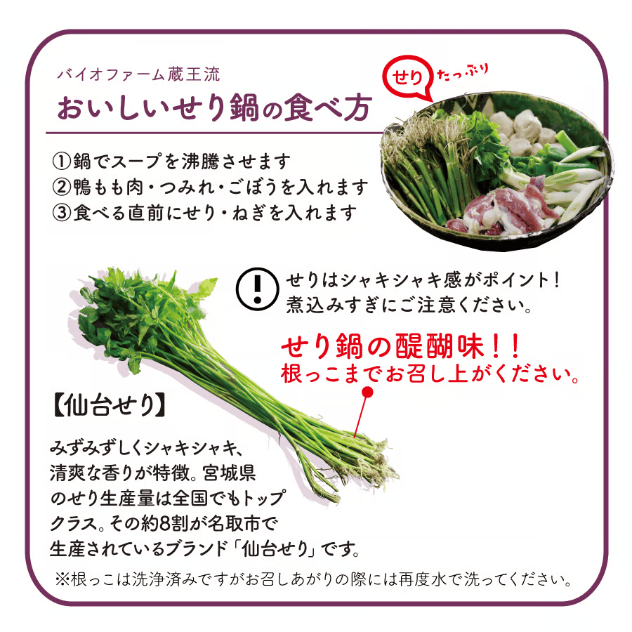 仙台せり鍋セット・ハーフサイズ（2～3人前）【送料込み】（販売終了）